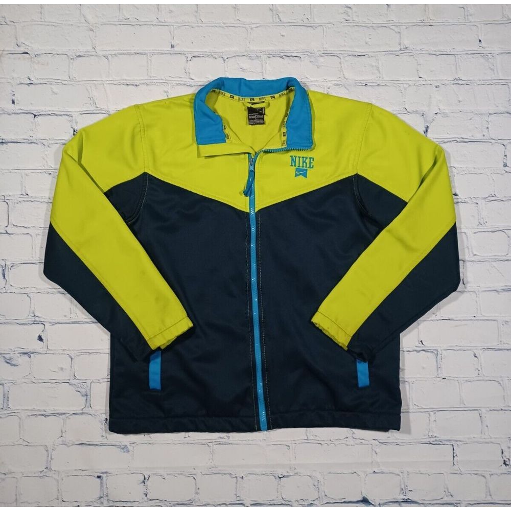 Nike Jacket Womens L Yellow Black‎ Teal Full Zip Track Jacket Running